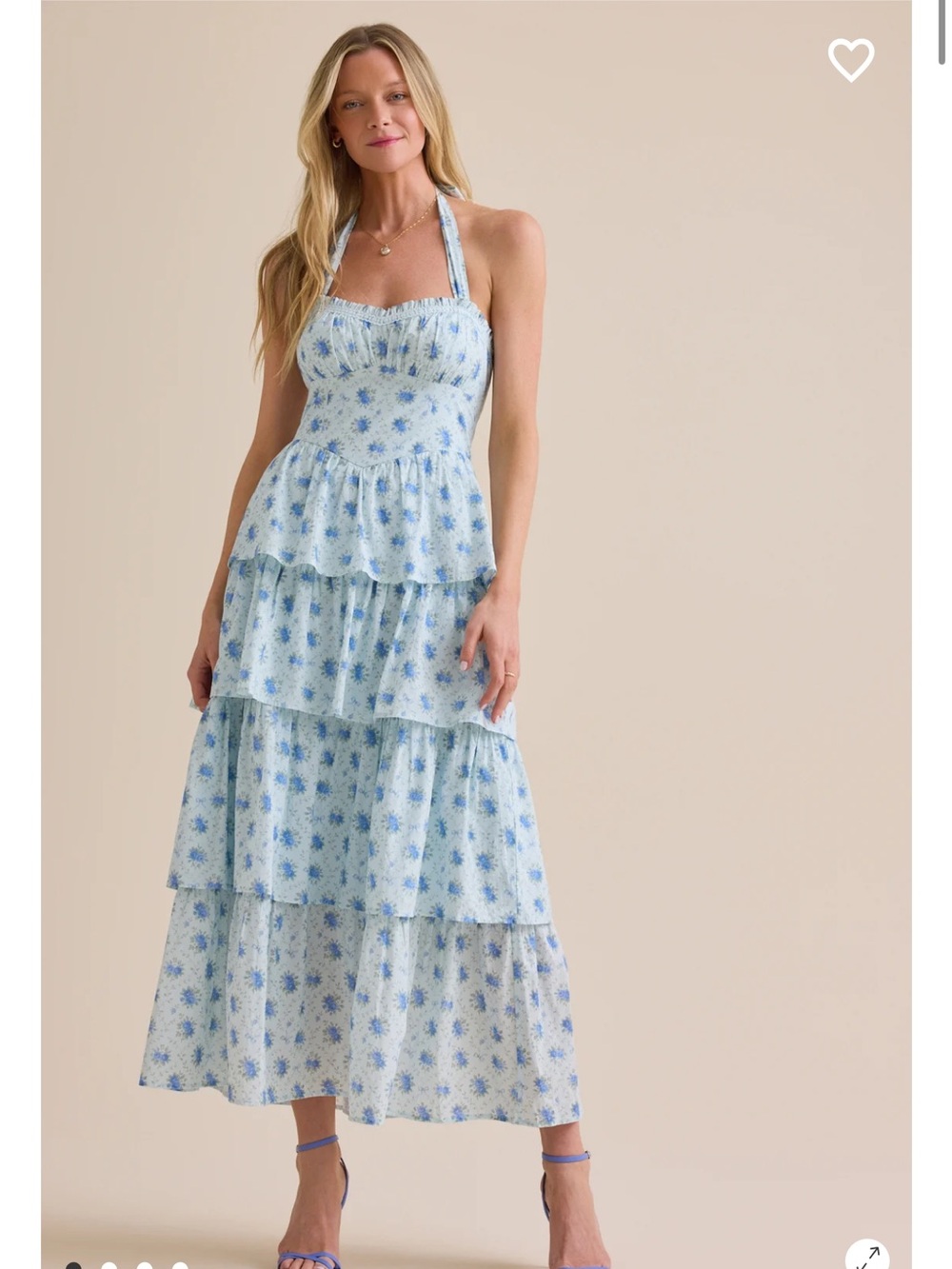 Altar’d State Solene Floral Maxi Dress NWT  Light Blue Floral Halter Maxi Dresss